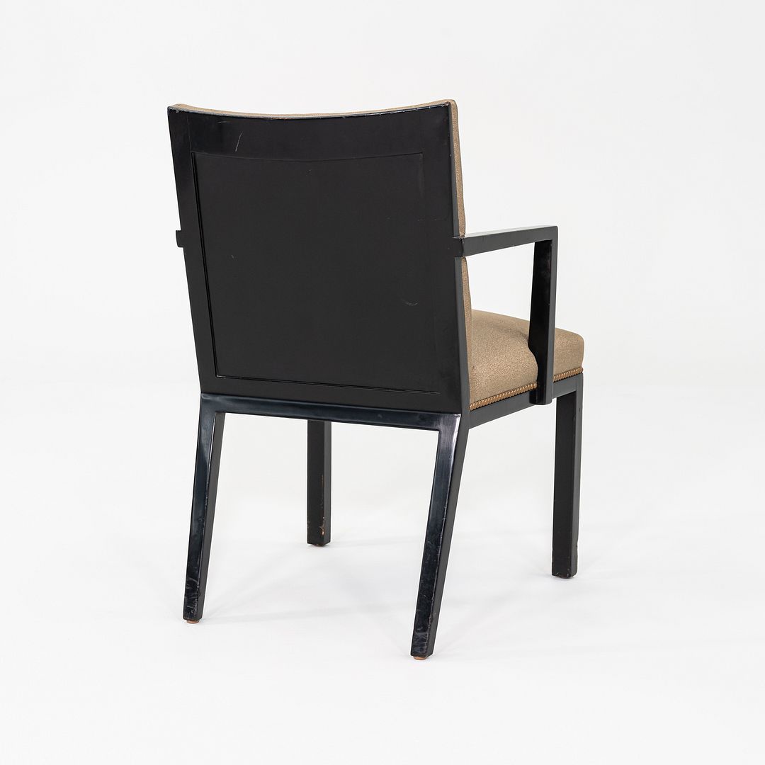 C. 1947 Edward Wormley Dunbar Pair of Ebonized Mahogany Panel Back Arm Chairs