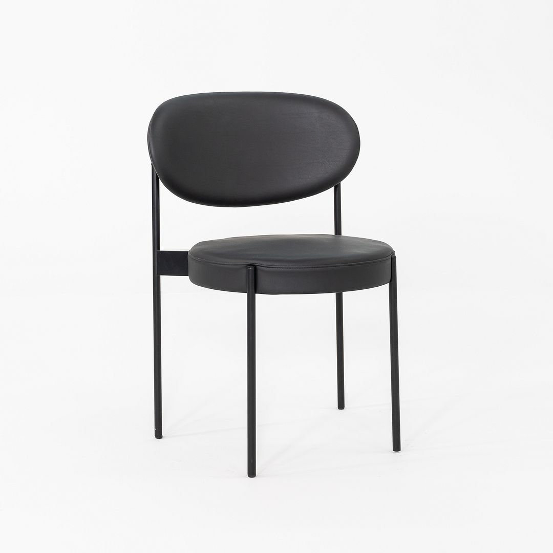 2020s Set of Ten Verner Panton for Verpan Series 430 Dining Chairs Black Leather