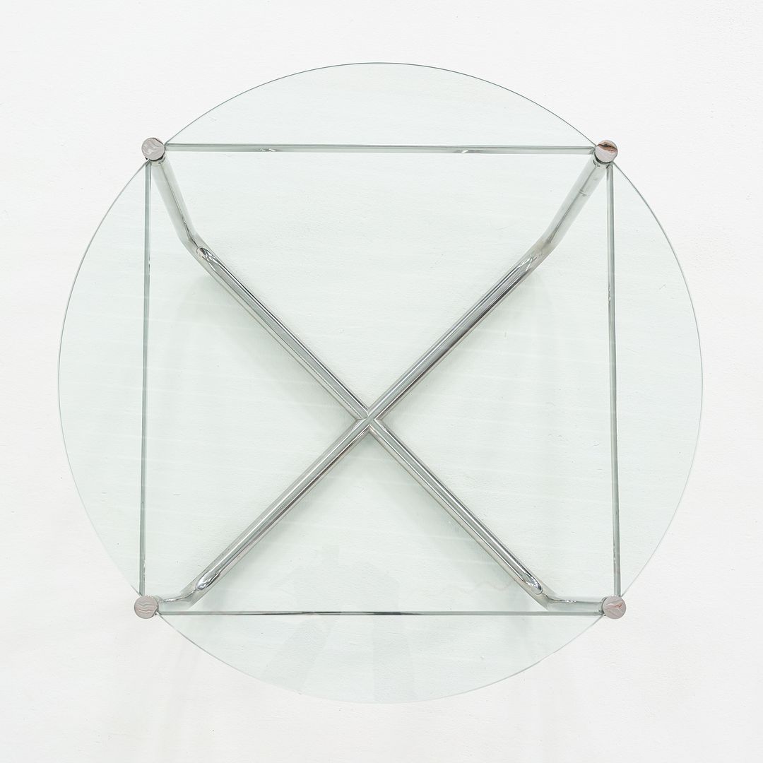 C. 1998 Mies van der Rohe for Knoll MR End / Side Table with Round Glass Top