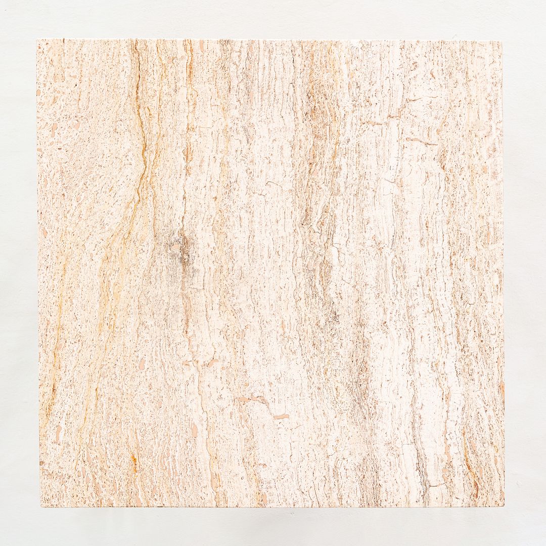 1970s Pair of Chrome and Travertine Side / End Tables Attributed to Knoll 27"