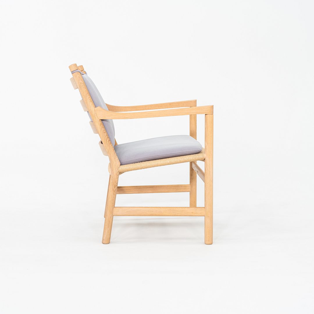 C. 2020 Pair of Hans Wegner for Carl Hansen CH44 Ladderback Lounge Chairs in Oak with Cushions