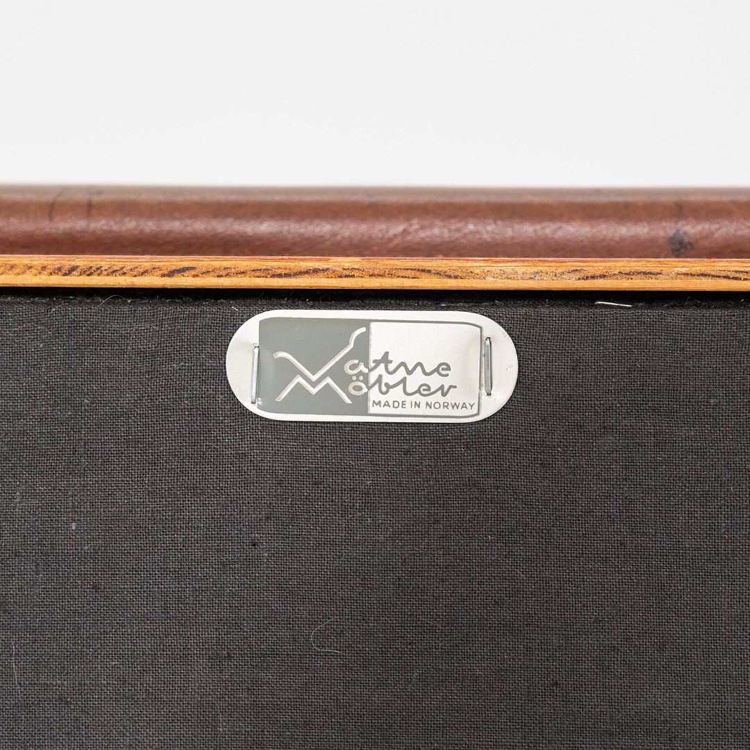 1960s Knut Saeter for Vatne Mobler Three Seat Sofa in Brown Leather and Teak