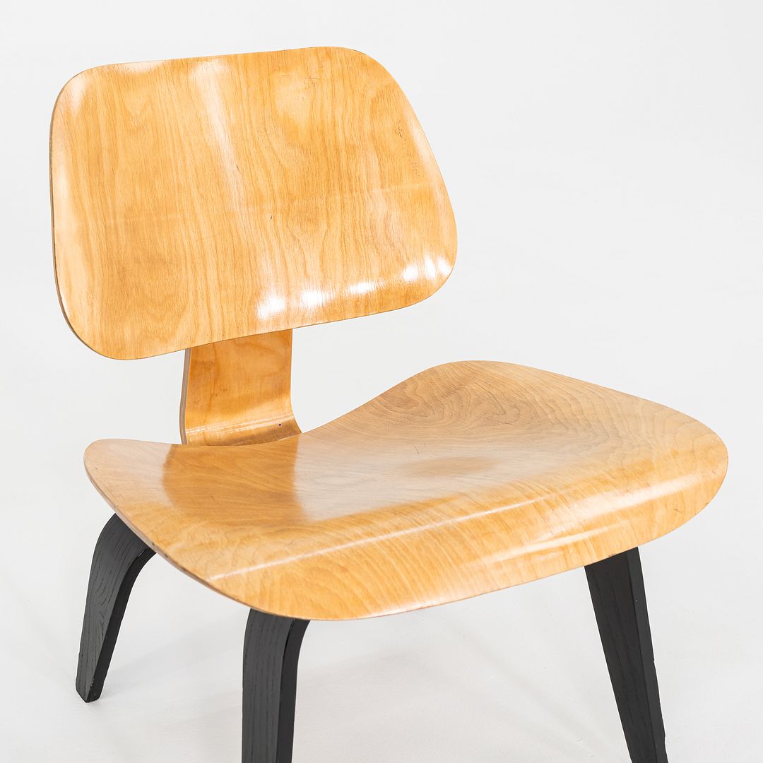 1947 Pair of Evans Eames LCW Chairs with Birch Seat and Ebonized Ash Legs 5-2-5