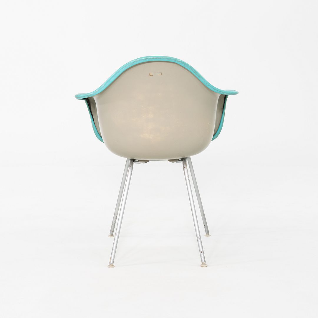 C. 1956 Pair of Herman Miller Eames Fiberglass DAX Arm Shell Chair in Naugahyde