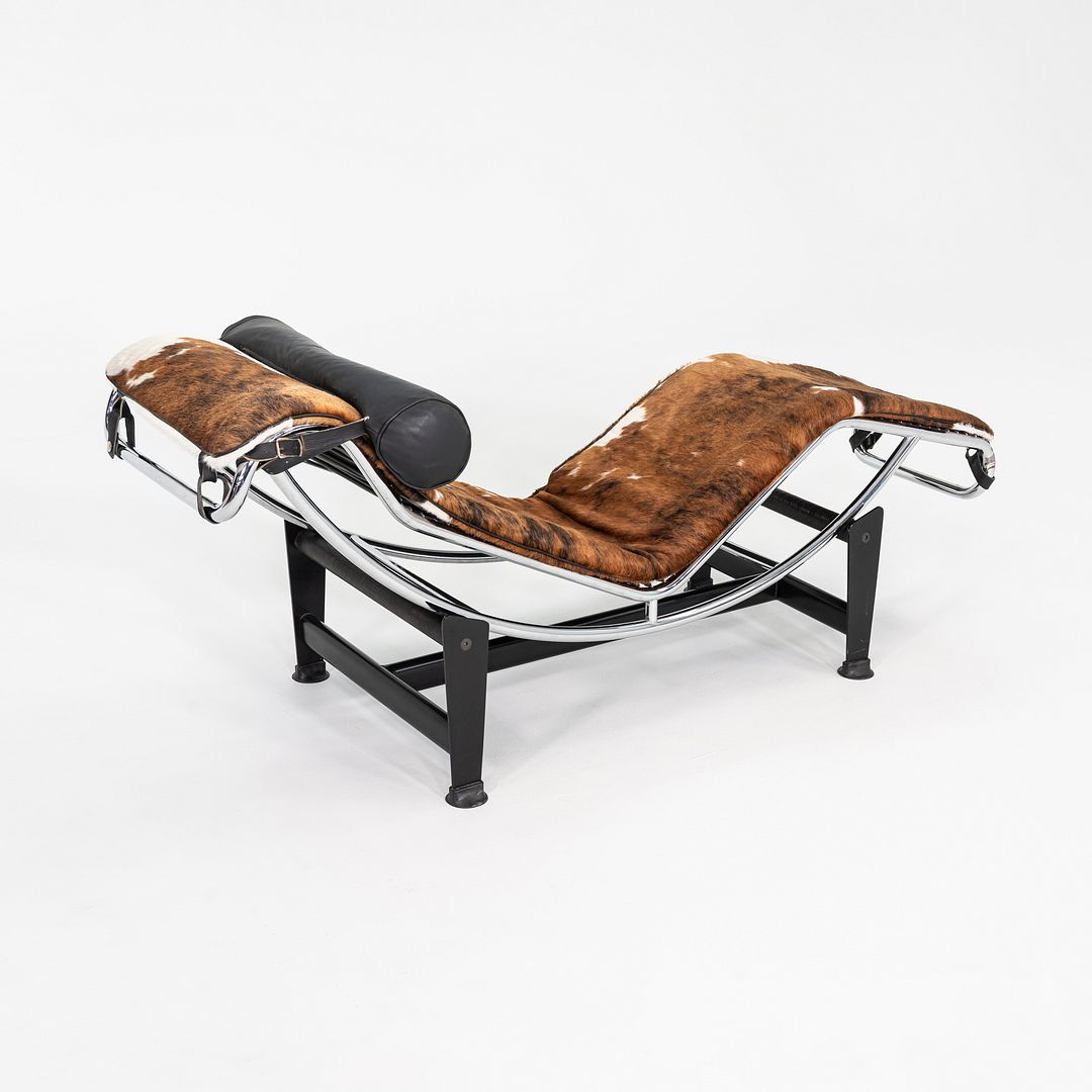 1980s Le Corbusier Perriand Jeanneret Fiocchi Italy LC4 Pony Hide Chaise Lounge