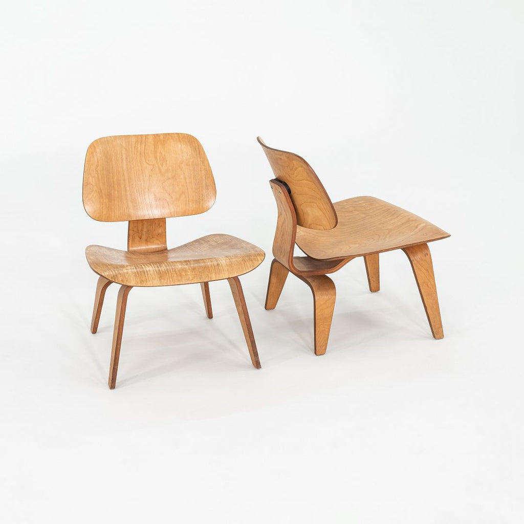 SOLD C. 1951 Pair of Herman Miller Eames LCW Lounge Chair in Calico Ash