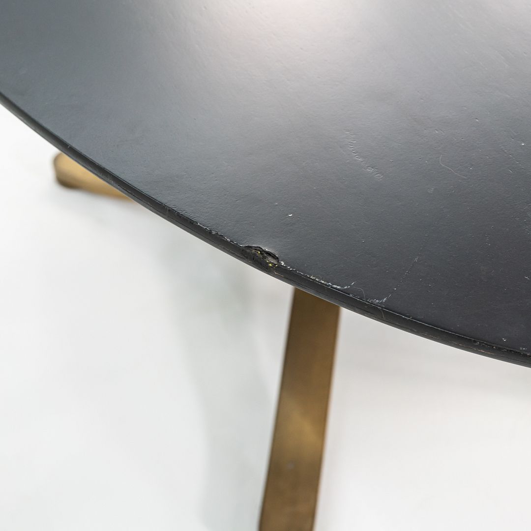 1980s Nicos Zographos Solid Bronze Oval Alpha Dining Table with Ebonized Wood Top