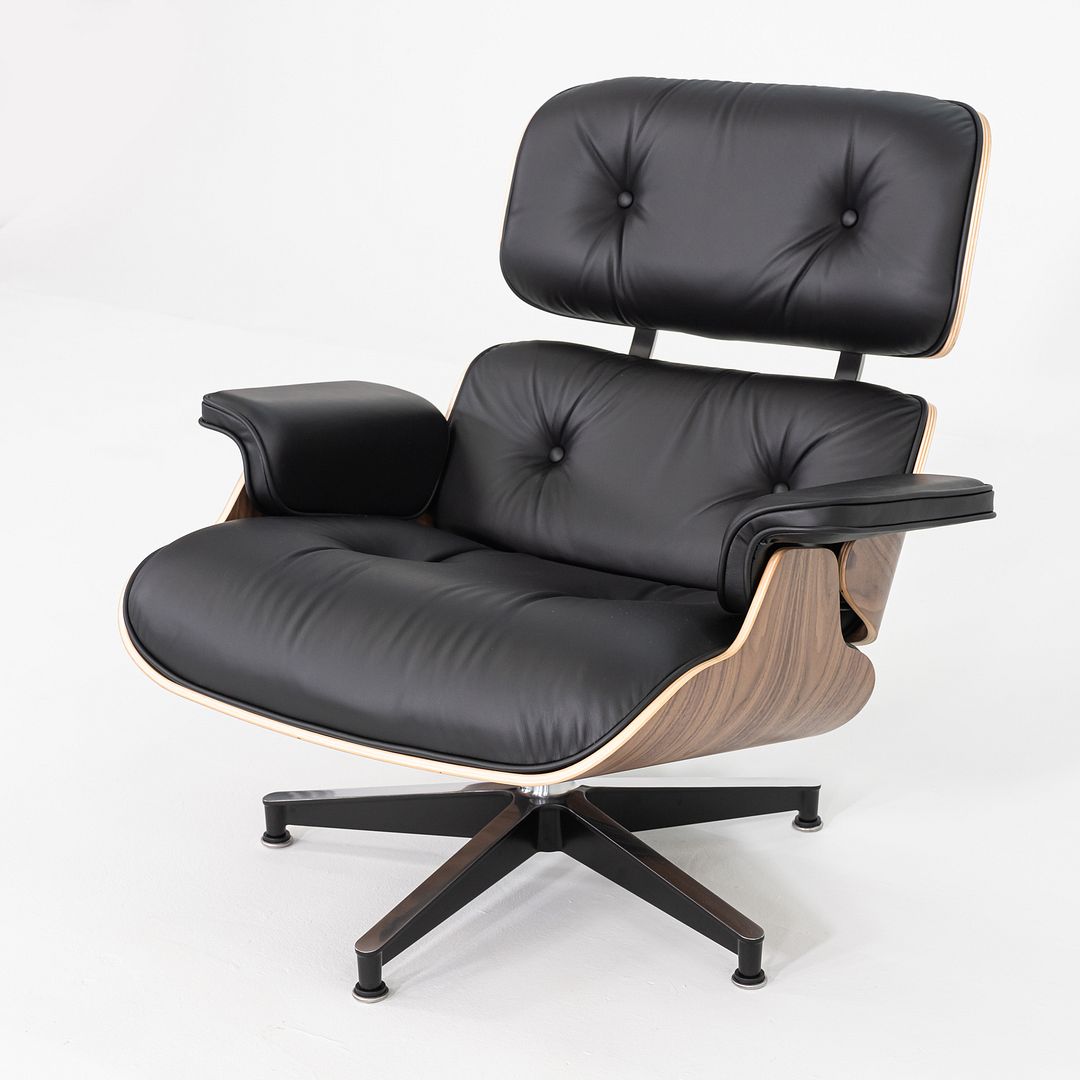 SOLD 2025 Herman Miller Eames Lounge Chair and Ottoman in Black Leather and Walnut