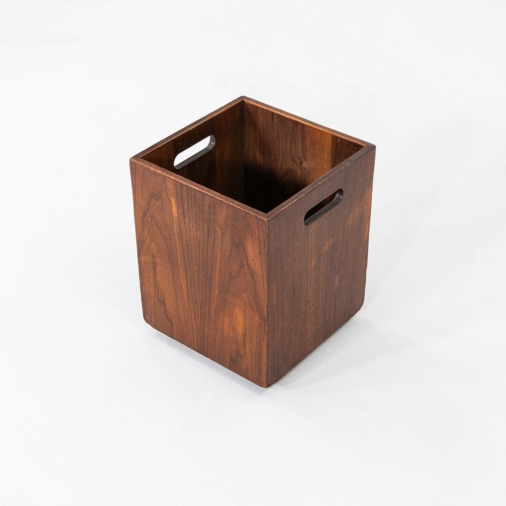 1970s Jens Risom Design Mid-Century Modern Wastebasket Trash Can in Walnut