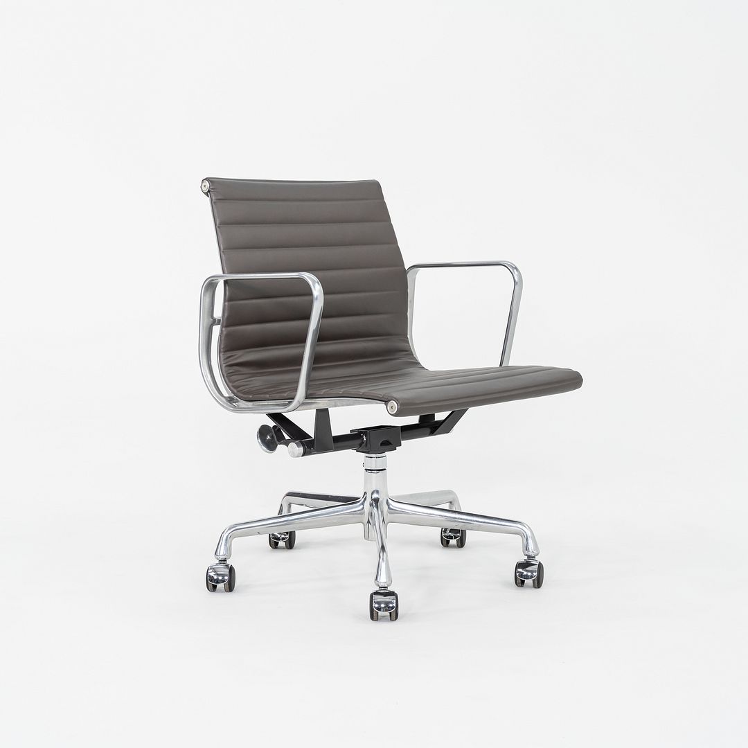 SOLD 2010 Herman Miller Eames Aluminum Group Management Desk Chair in Brown Leather