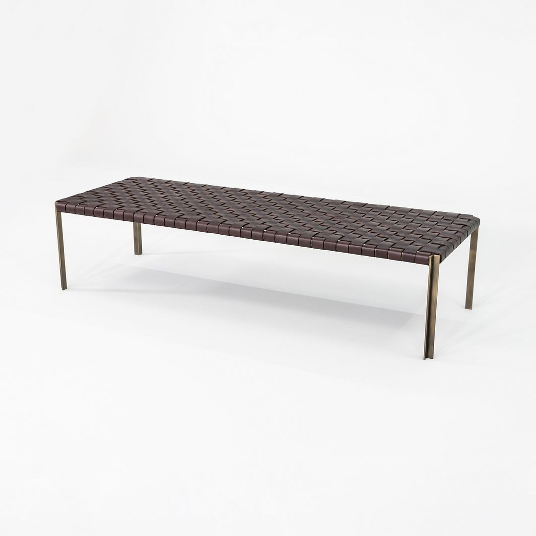 2020s Gratz / Laverne TG-18 Large Bench in Bronze with Woven Dark Brown Leather