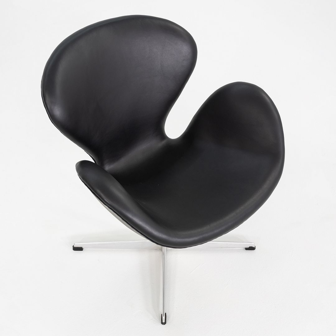1960s Arne Jacobsen for Fritz Hansen Swan Chair in Black Leather 4x Available