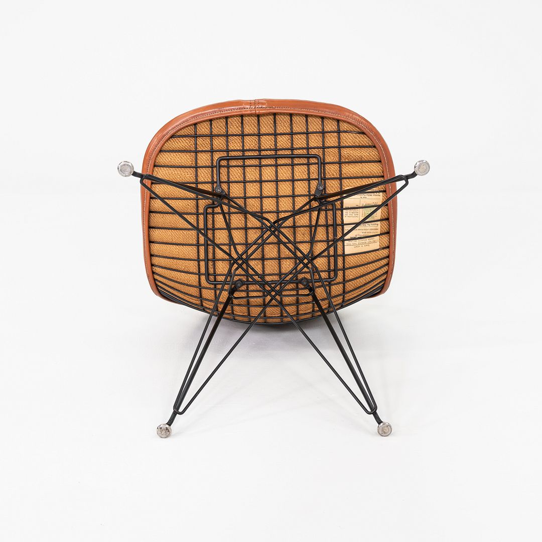 C. 1952 Herman Miller Eames DKR-1 Wire Dining Side Chair with Cognac Leather