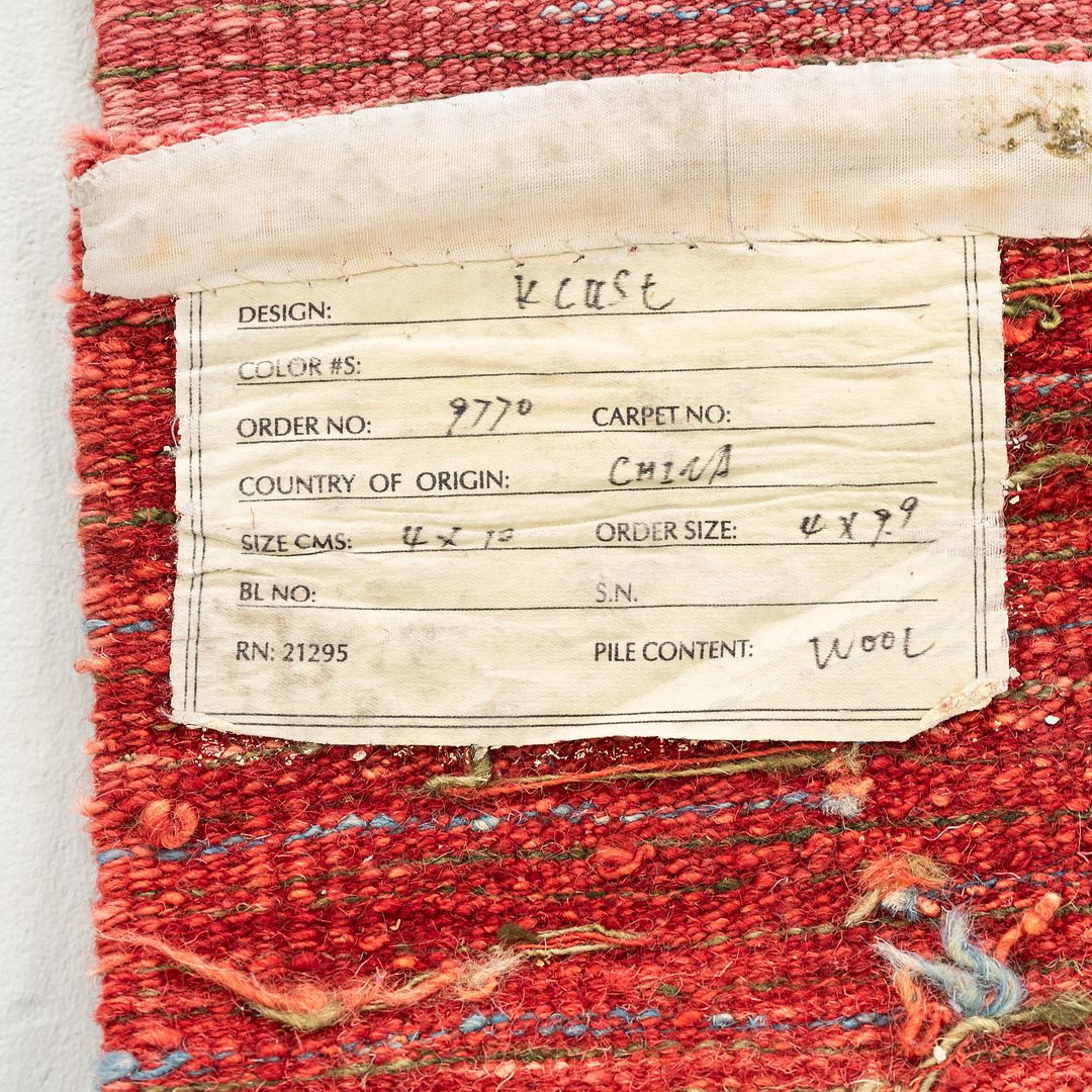 2003 Michaelian & Kohlberg KCast Red Hand Knotted Wool Rug from Genzyme 4x10ft