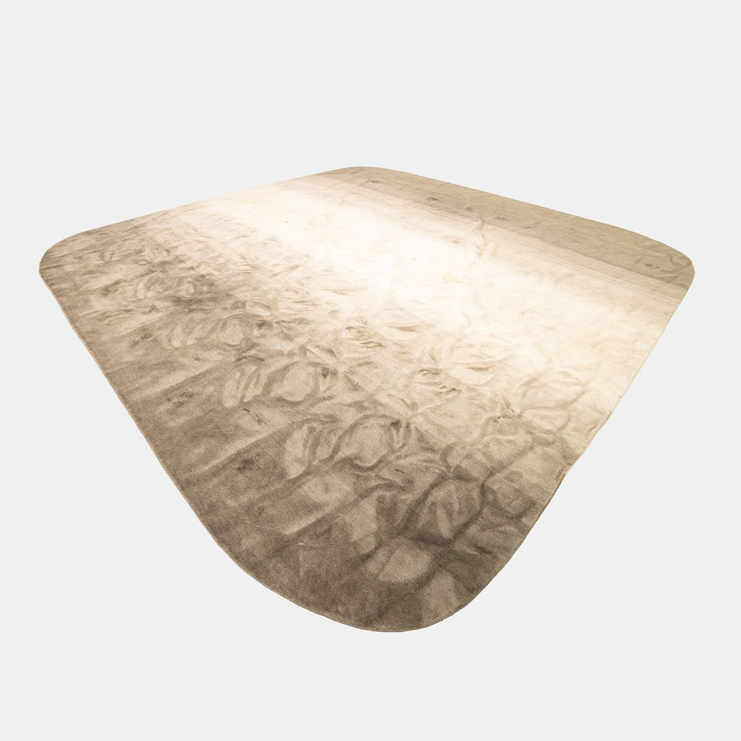 2000s Hand Knotted Large Area Rug in Grey and White from Nepal 14 x 14 feet