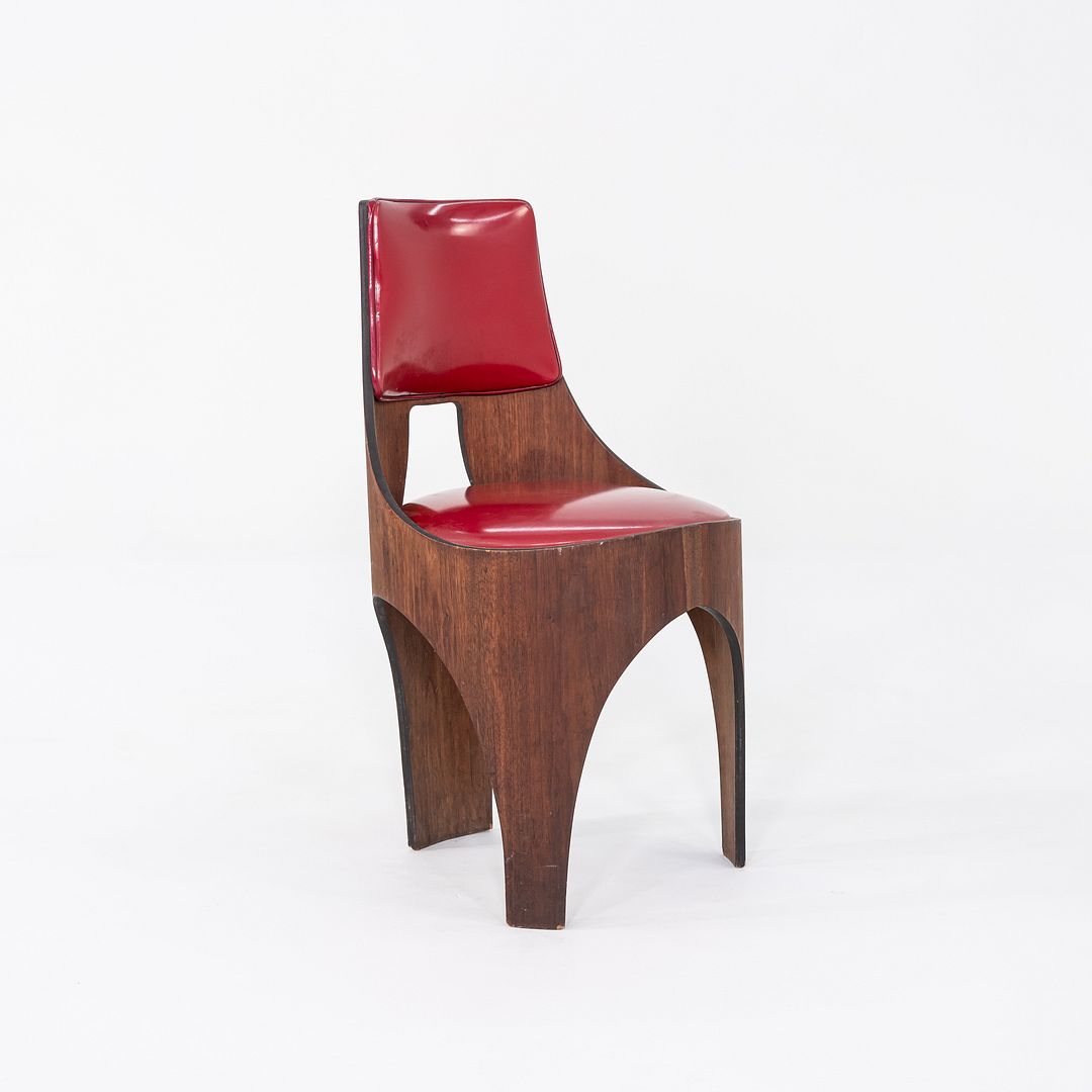 1950s Henry P. Glass for Richbilt Cylindra Dining Chair in Walnut and Red Vinyl