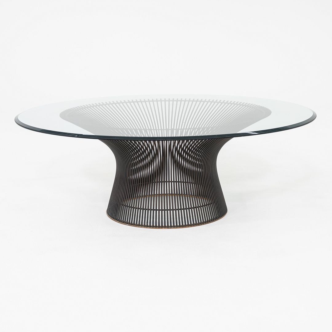 1960s Warren Platner Knoll Coffee Table with Glass Top and Bronze Base 42 Inches