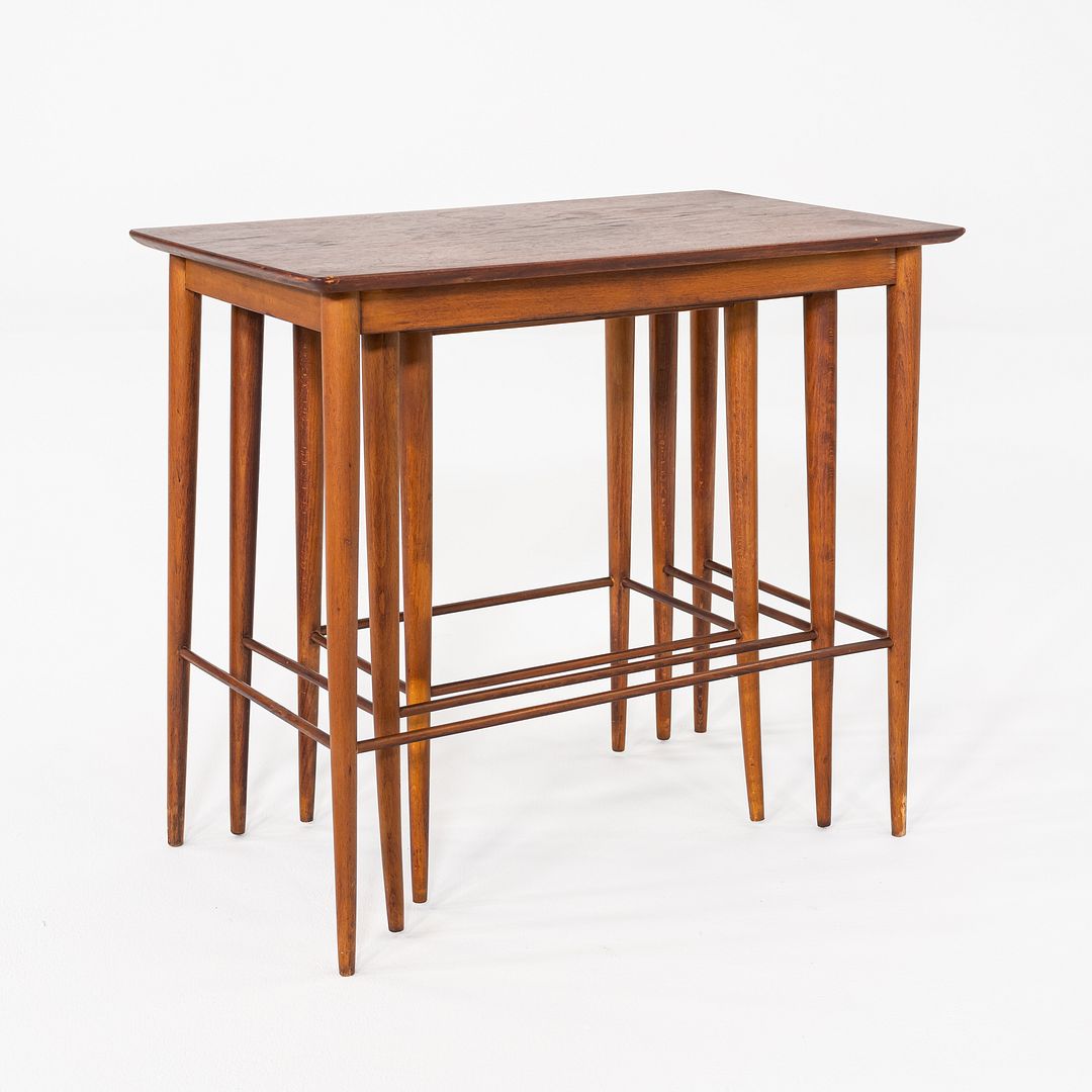 1970s Set of Three Danish Teak Nesting Tables with Clean Lines, Made in Denmark