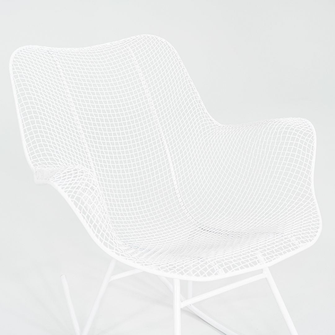 1950s Russell Woodard Sculptura Rocking Chair with White Wrought Iron Frame