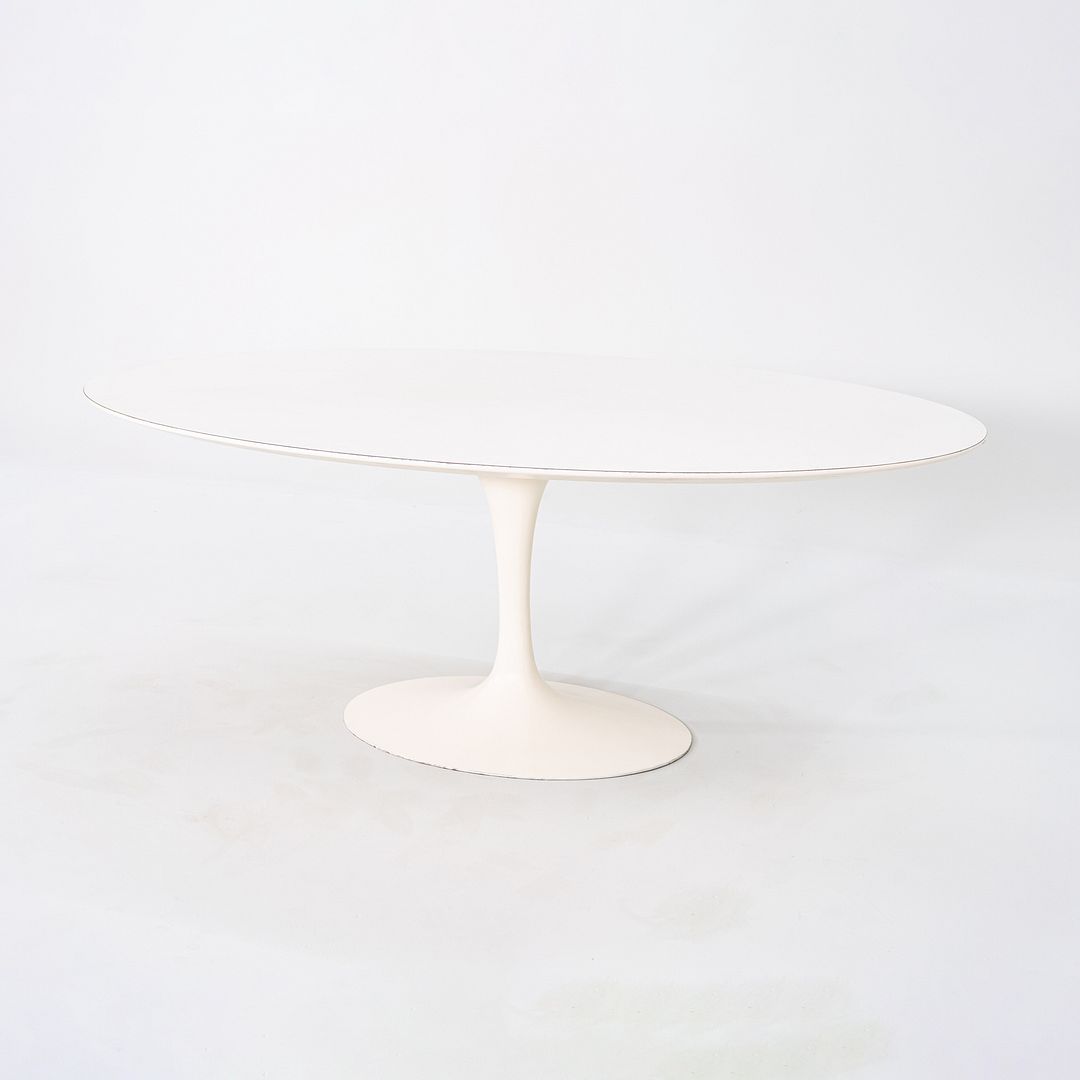 SOLD 1960s Eero Saarinen for Knoll 78x48 inch Oval Tulip Dining Table in White Laminate