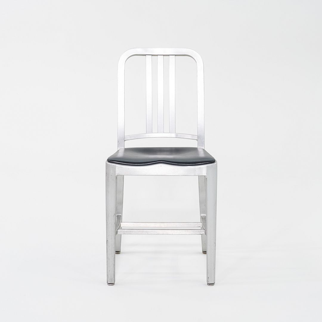 2010s Emeco 1006 Navy Dining Chair Aluminum with Black Seat Pad 35x Available