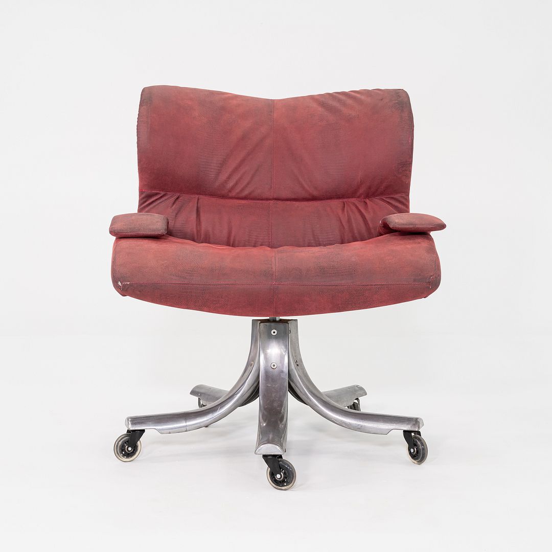 1970s Giovanni Offredi for Saporiti Italia Vela Swivel Desk Chair in Leather