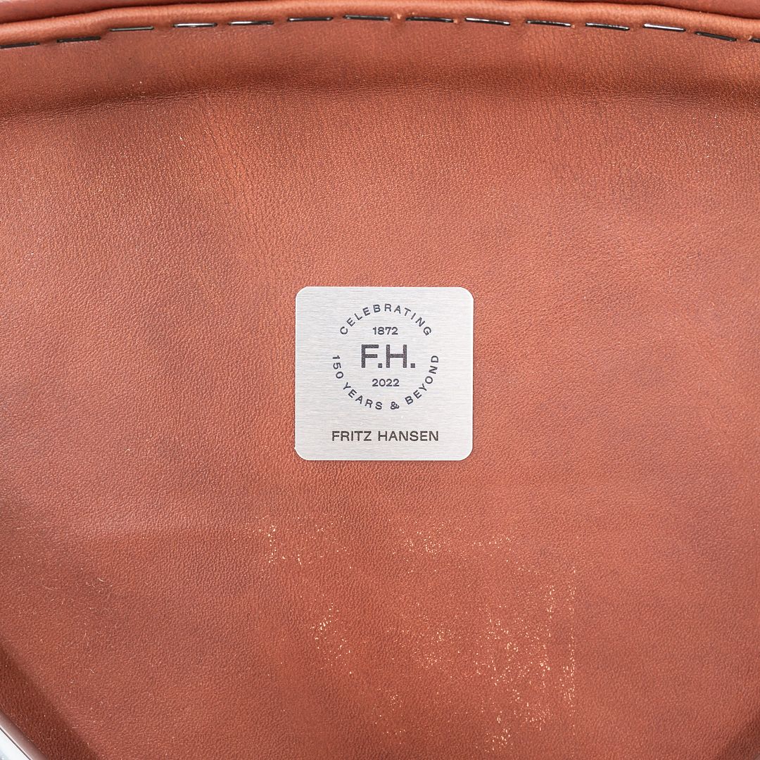 2022 Arne Jacobsen for Fritz Hansen Lily Arm Chair in Chestnut Grace Leather