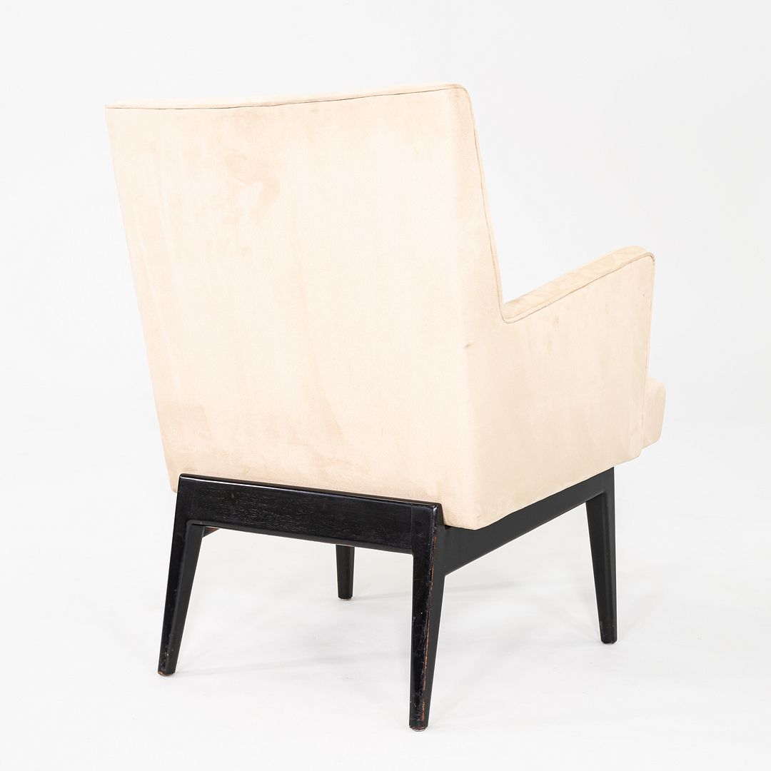 C. 1950s Pair of Jens Risom Design Upholstered Lounge Armchairs w/ Mahogany Legs