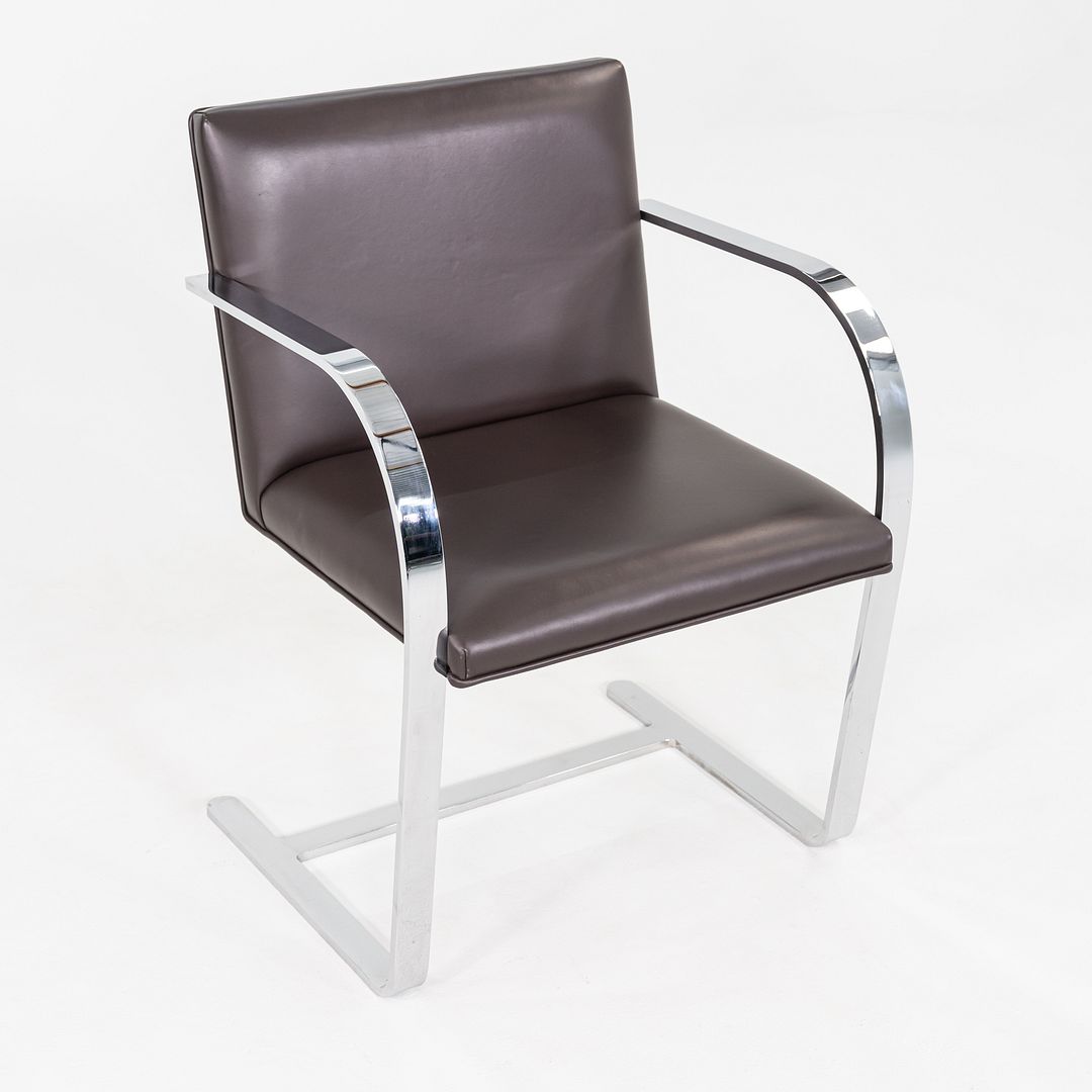 2010s Mies van der Rohe Flat Bar Brno Dining Chair in Brown Leather 12+ Avail