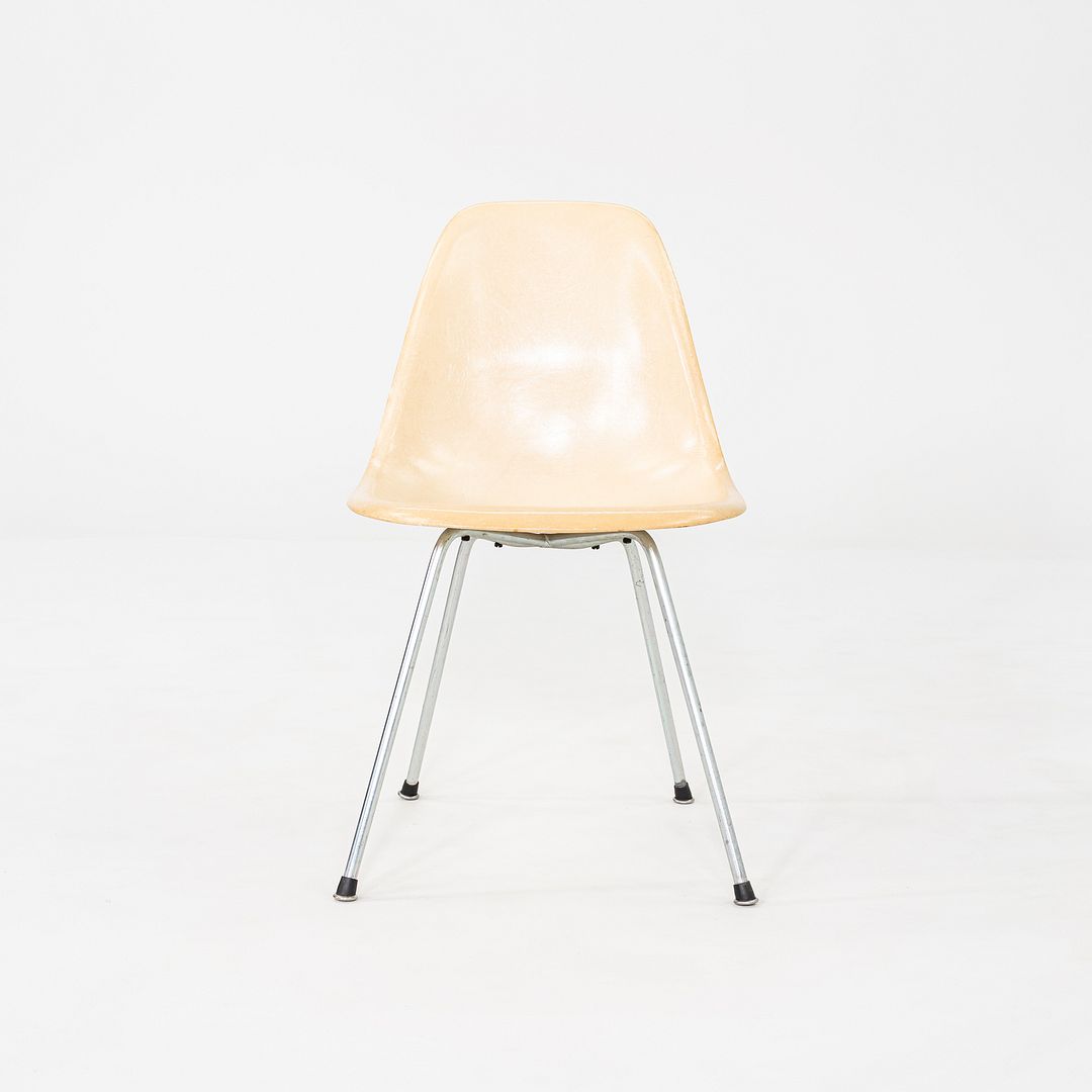 1955 Set of Four Herman Miller Eames Fiberglass DSX Chairs with Chrome H-Bases