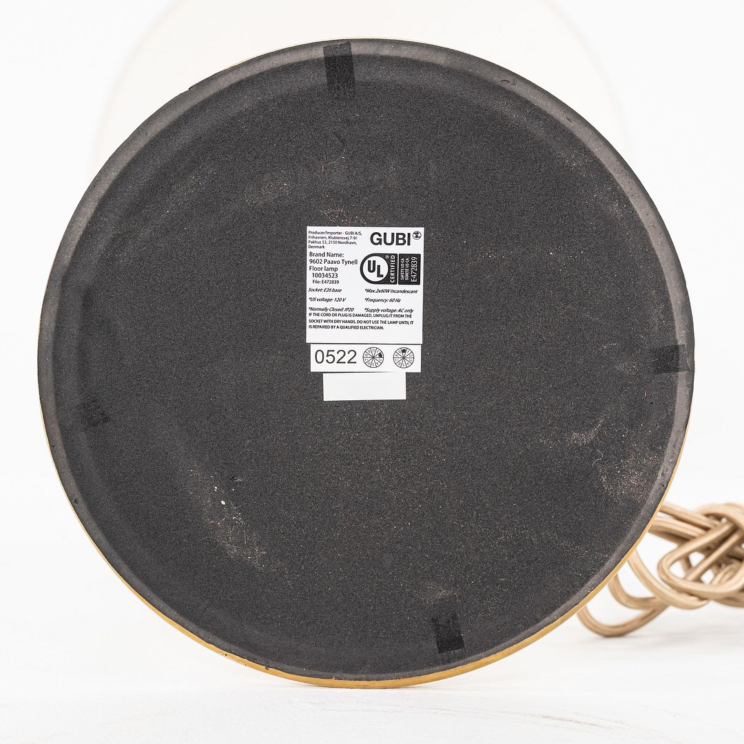 2024 Paavo Tynell for GUBI 9602 Floor Lamp “Chinese Hat” with White Canvas Shade