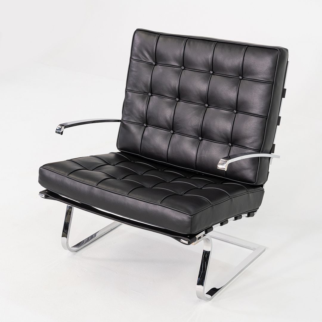 Mies van der Rohe for Knoll Tugendhat Armchair in New Black Leather & Stainless