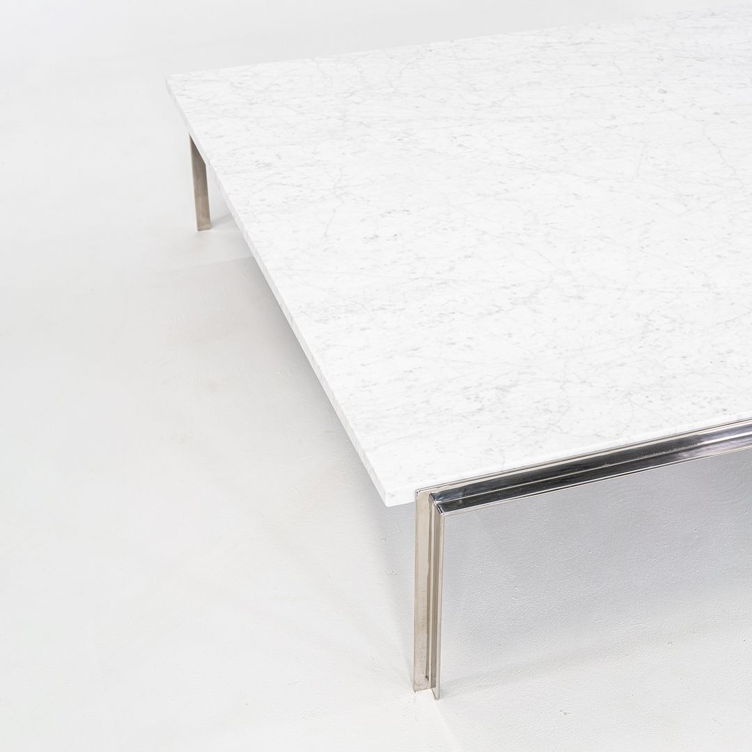 1990s Steel & Carrara Marble Coffee Tables Attributed to Treitel Gratz 2x Avail