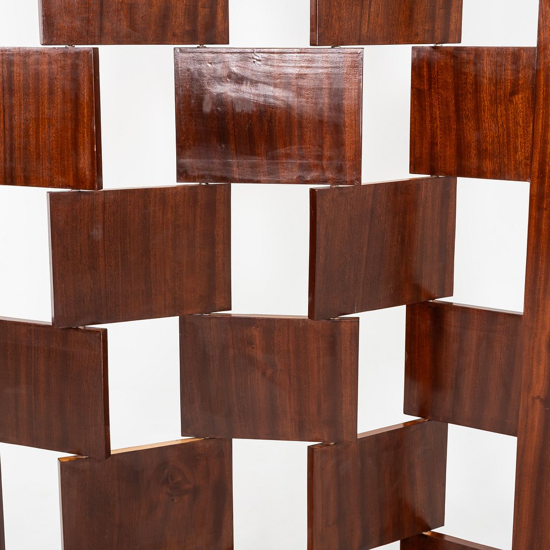 C. 1980s Eileen Gray Brick Screen Laquage Paravent Room Divider in Mahogany