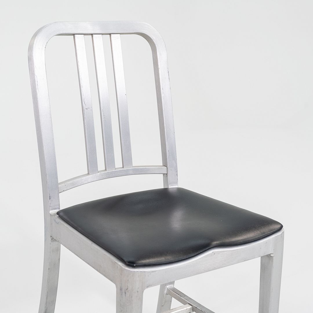 2010s Emeco 1006 Navy Dining Chair Aluminum with Black Seat Pad 35x Available