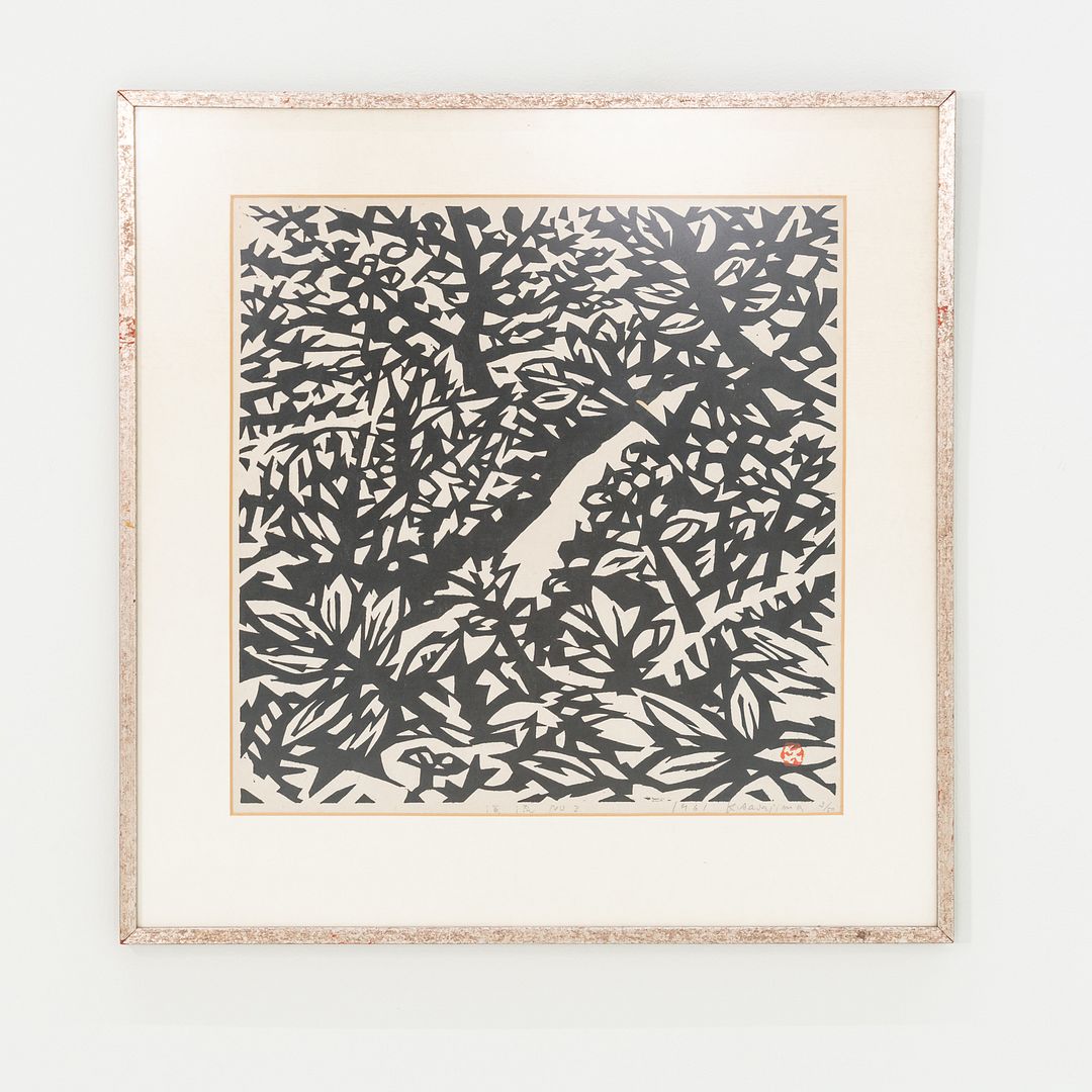 1961 Japanese Monochromatic Mokuhanga Woodblock Framed Print by Kihei Sasajima