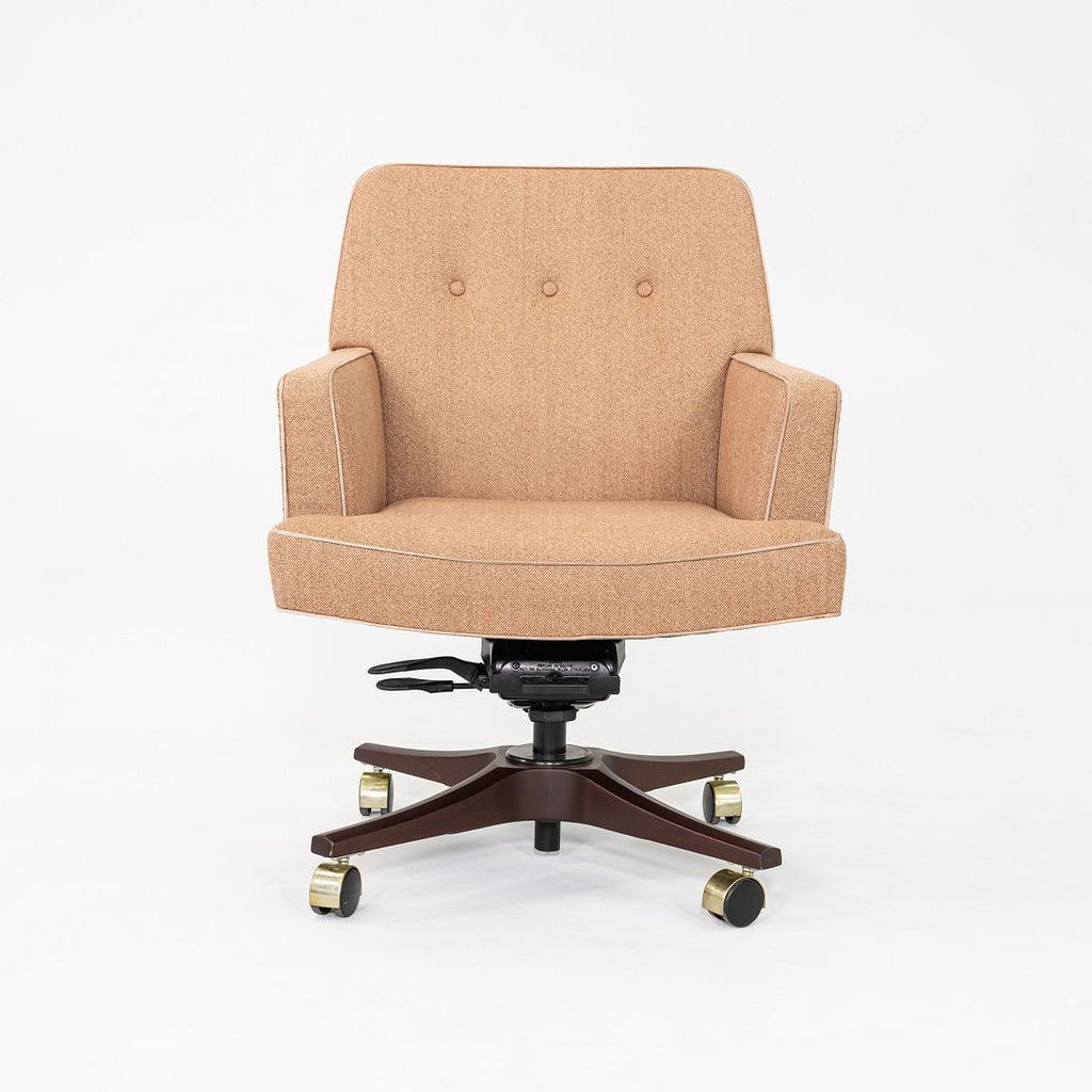 1960s Executive Desk Chair by Edward Wormley for Dunbar Tan Herringbone Fabric