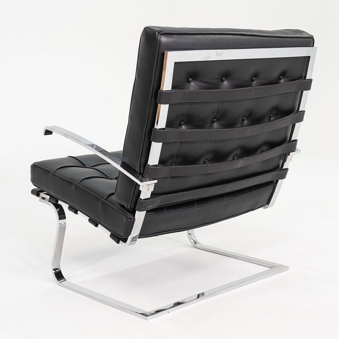 Mies van der Rohe for Knoll Tugendhat Armchair in New Black Leather & Stainless