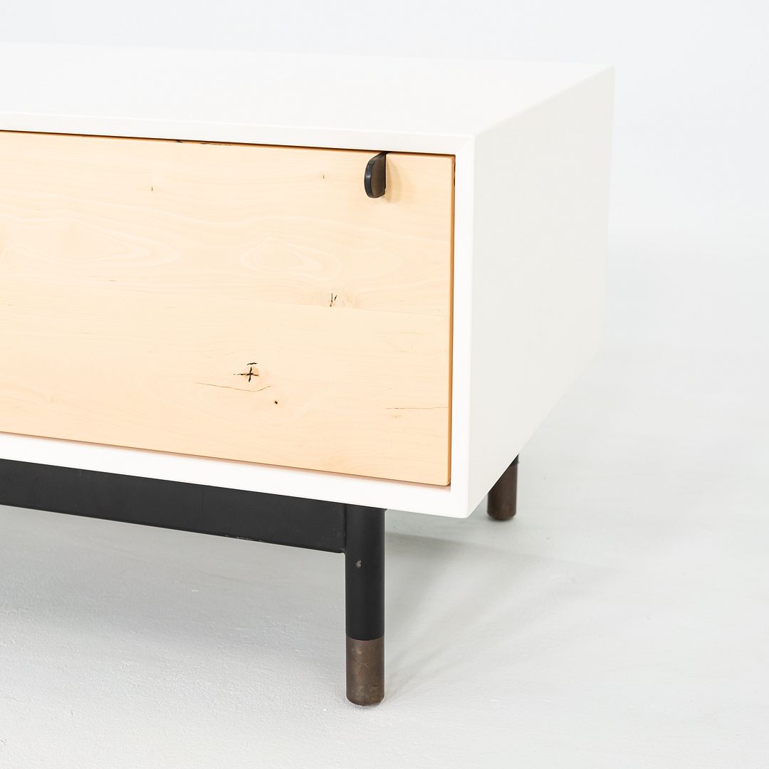 2010s BDDW Low Profile Nightstand / Cabinet in Brass and Lacquered Wood 31x16x15