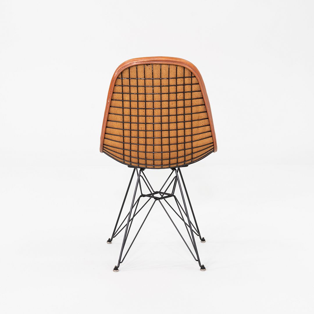 C. 1952 Herman Miller Eames DKR-1 Wire Dining Side Chair with Cognac Leather