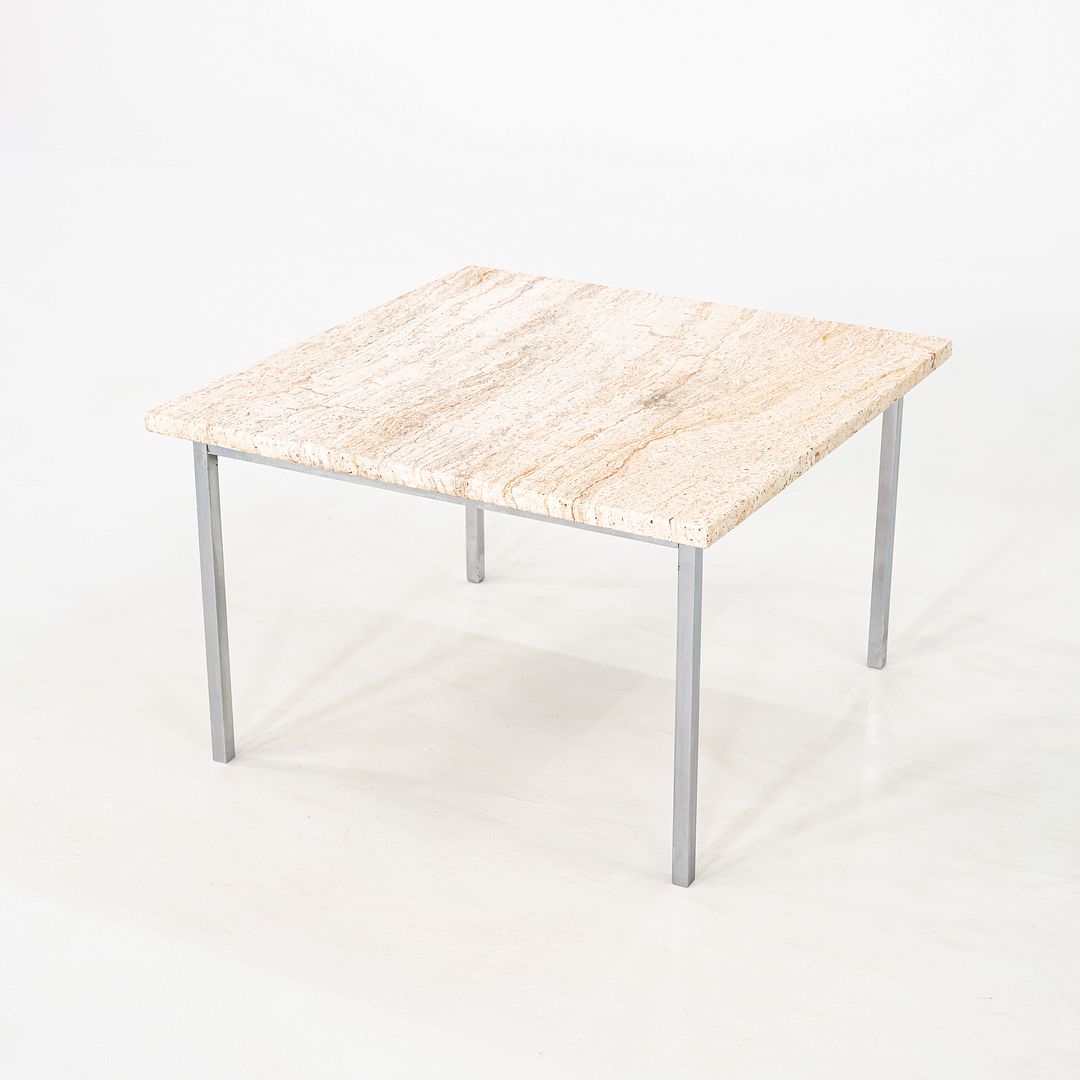 1970s Pair of Chrome and Travertine Side / End Tables Attributed to Knoll 27"