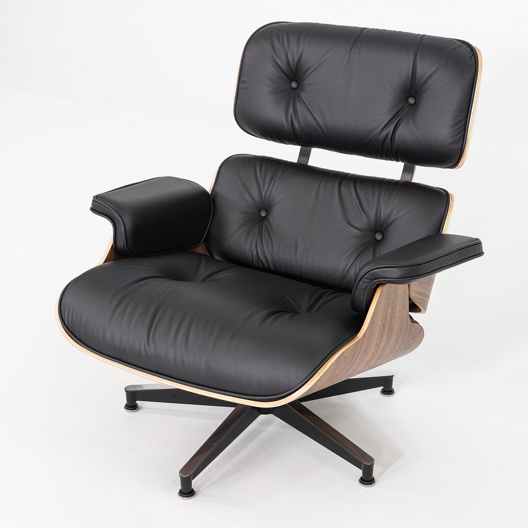 SOLD 2025 Herman Miller Eames Lounge Chair and Ottoman in Black Leather and Walnut