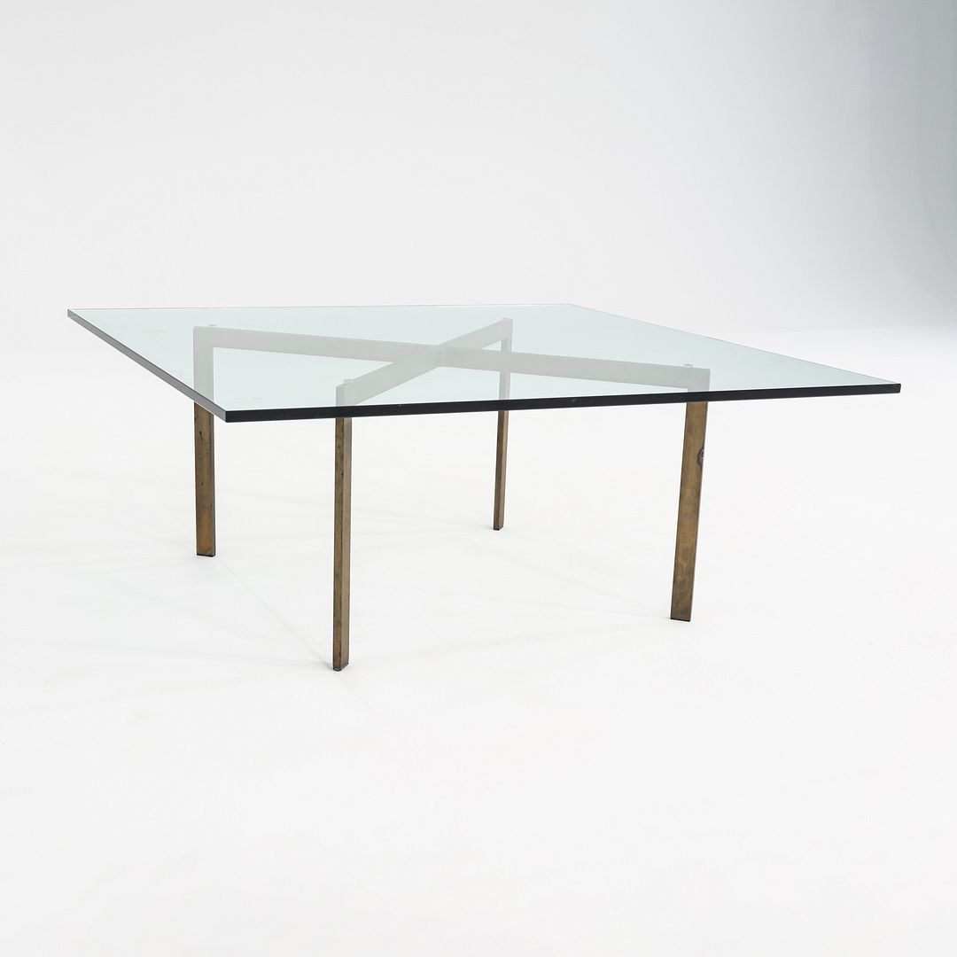 1960s Mies van der Rohe Barcelona Coffee Table with Bronze Base and Glass Top