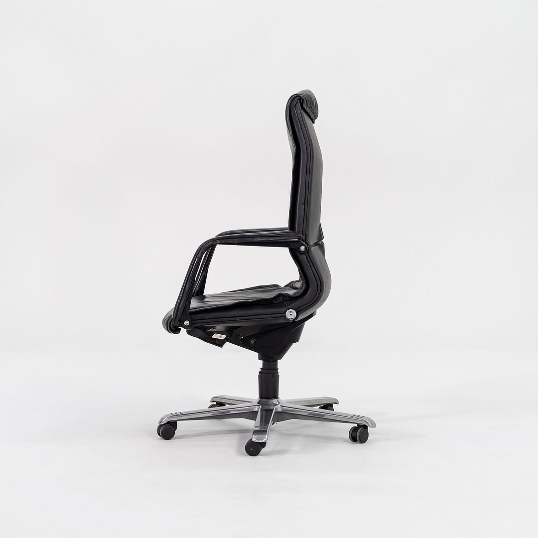 C. 1980s Fritz Makiol for Girsberger Trilax 2 Desk Chair Blk Leather Upholstery