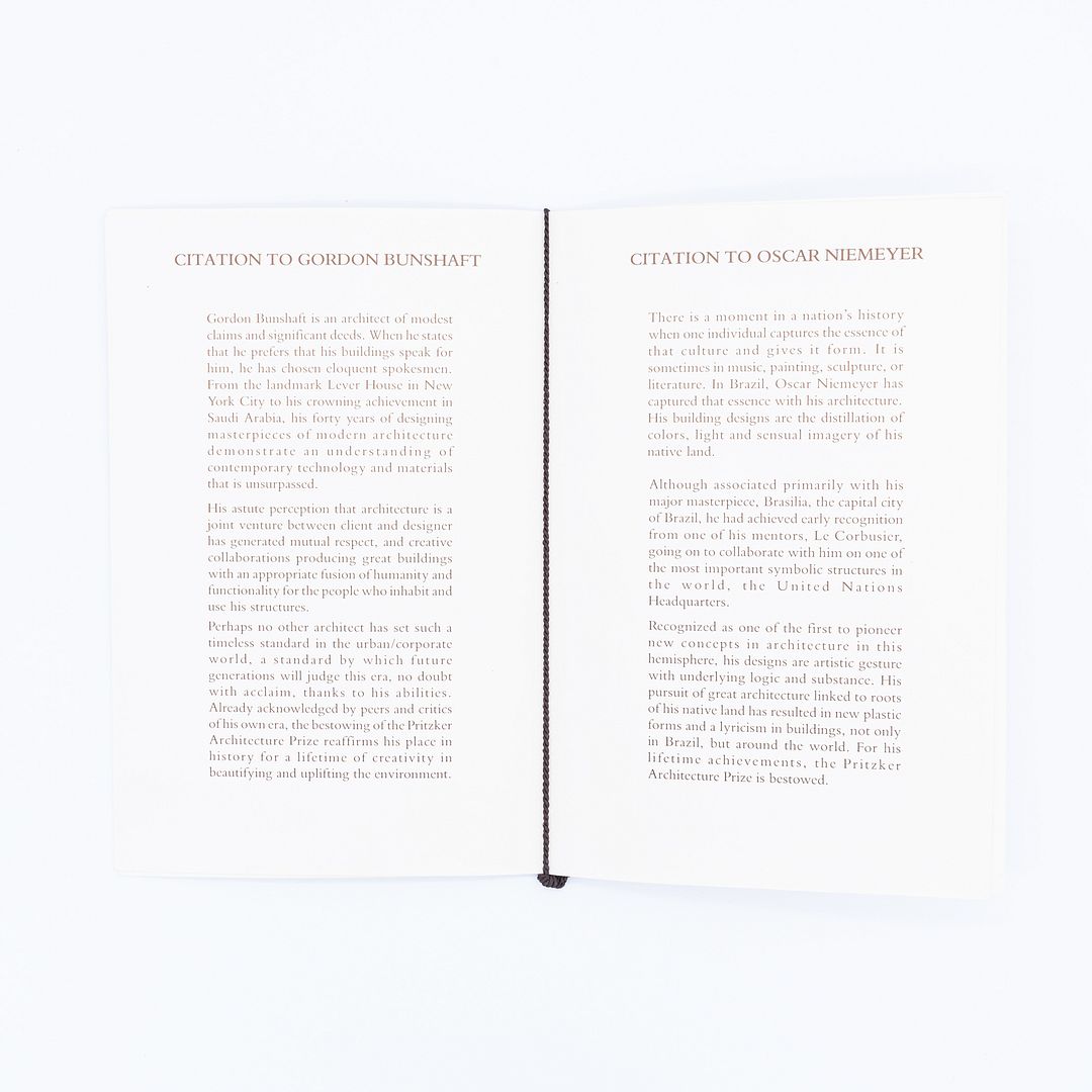 1988 Gordon Bunshaft's Pritzker Architecture Prize Program + Personal Invitation