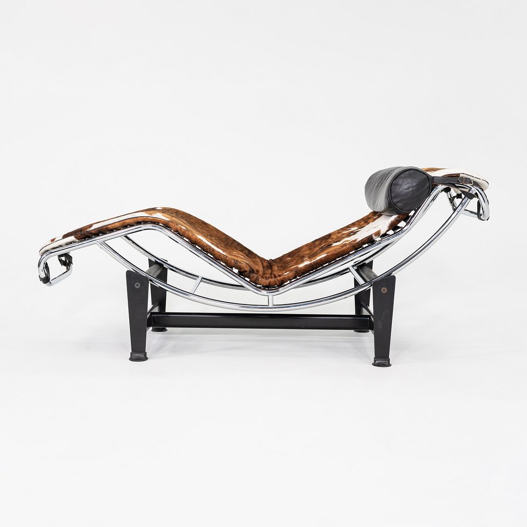 1980s Le Corbusier Perriand Jeanneret Fiocchi Italy LC4 Pony Hide Chaise Lounge