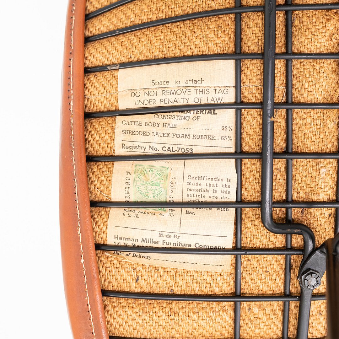 C. 1952 Herman Miller Eames DKR-1 Wire Dining Side Chair with Cognac Leather