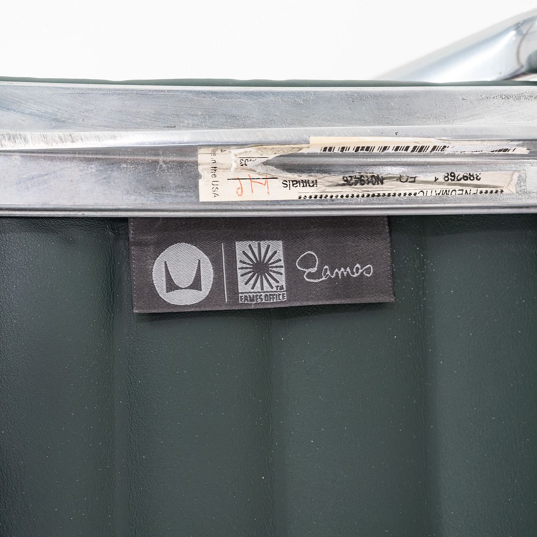 SOLD 2020s Herman Miller Eames Aluminum Group Management Desk Chair in Green Leather