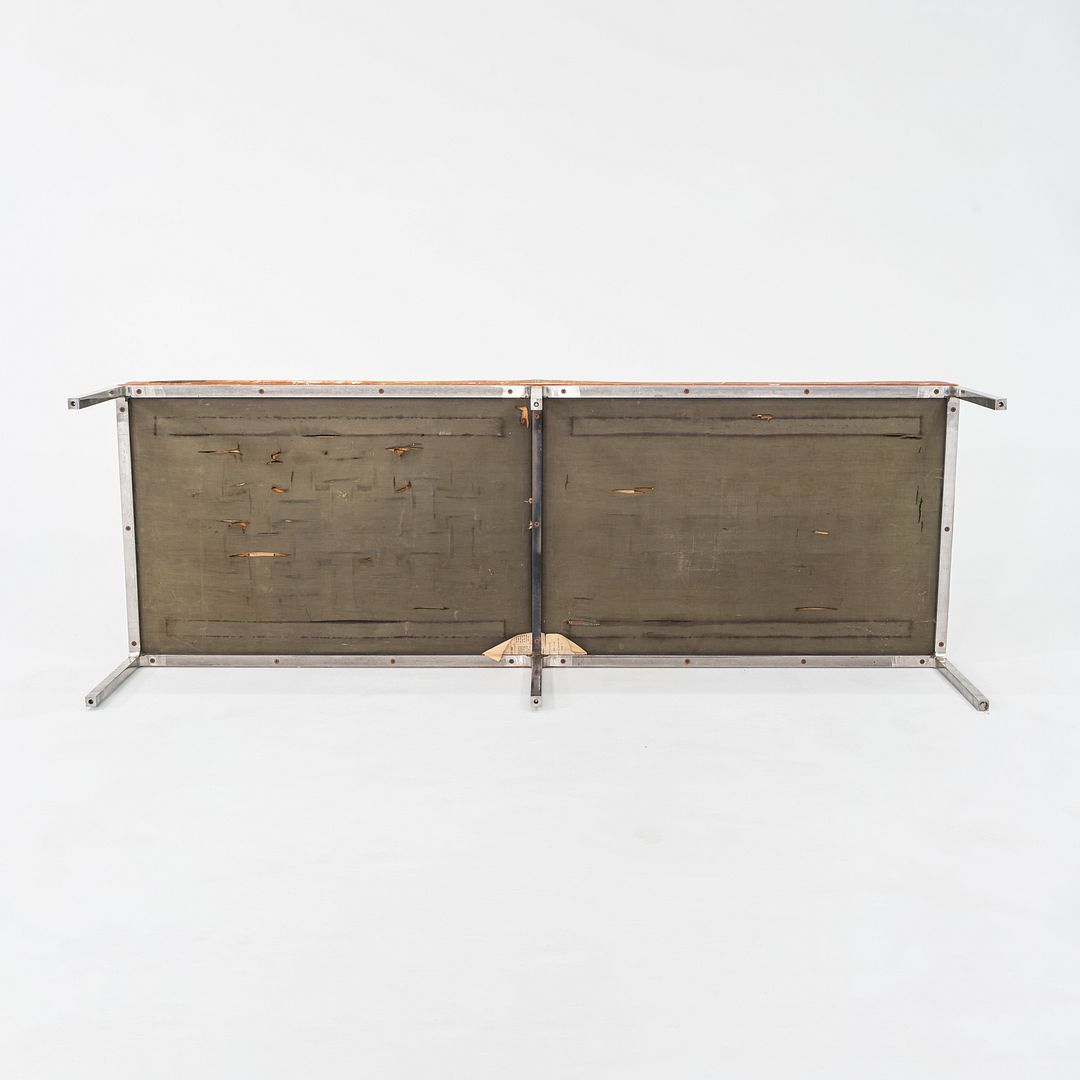 1960s Gordon Bunshaft and Davis Allen of SOM Stainless Steel and Leather Bench