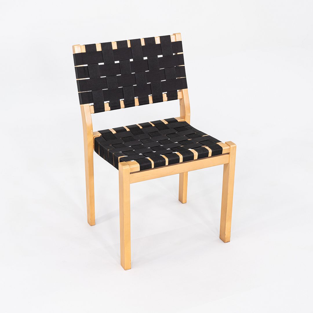 C. 2000s Set of Four Alvar & Aino Aalto for Artek 611 Stacking Dining Chairs with Black Webbing